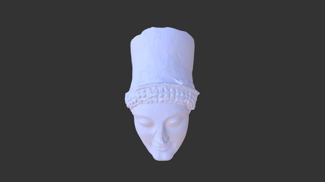 Testa femminile di terracotta con copricapo 3D Model