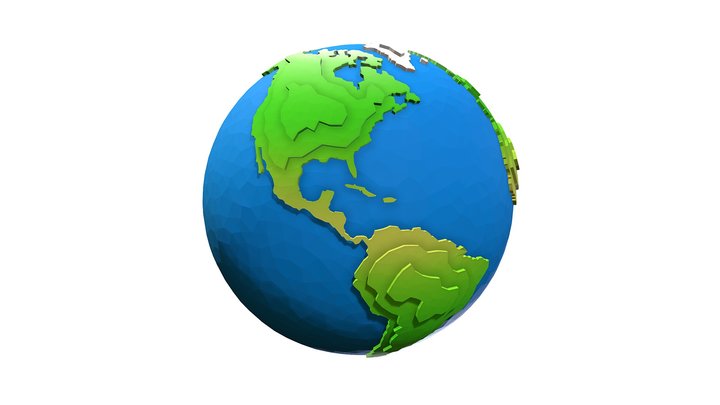 World Map Stylized 3D Model