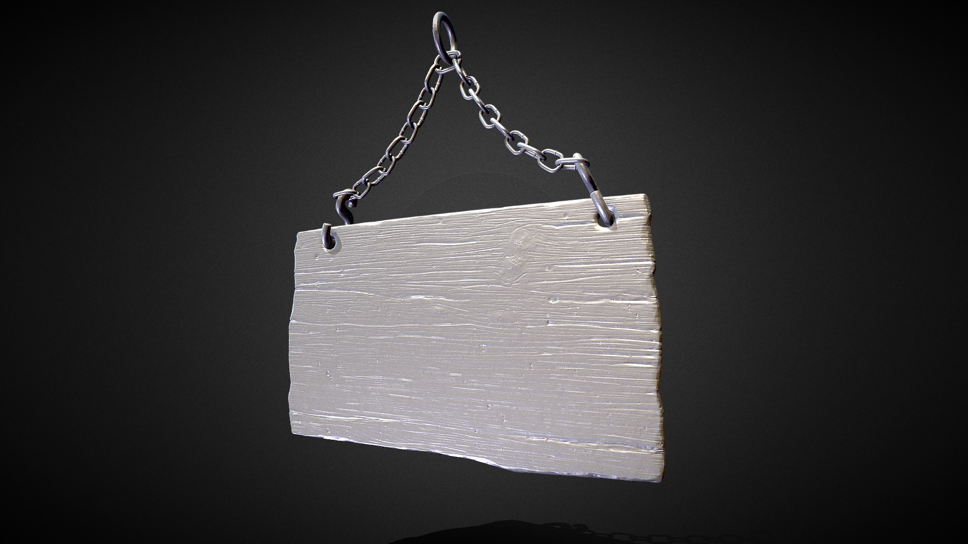 3D model 3D Wooden Sign With Chains – High Poly - This is a 3D model of the 3D Wooden Sign With Chains - High Poly. The 3D model is about a white piece of paper with a black background.