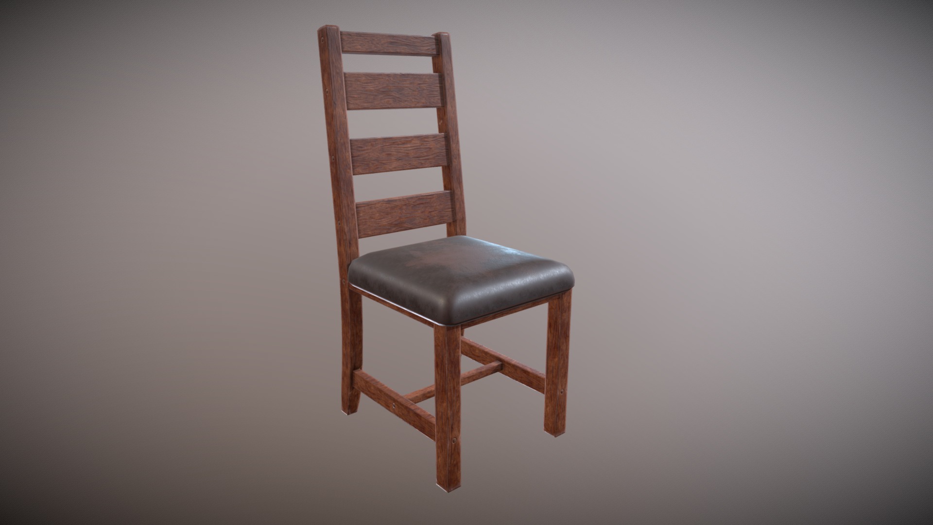 3D model Wood Dining Chair - This is a 3D model of the Wood Dining Chair. The 3D model is about a wooden chair against a white wall.