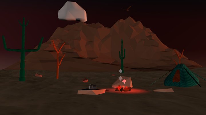 Camping in the Desert 3D Model