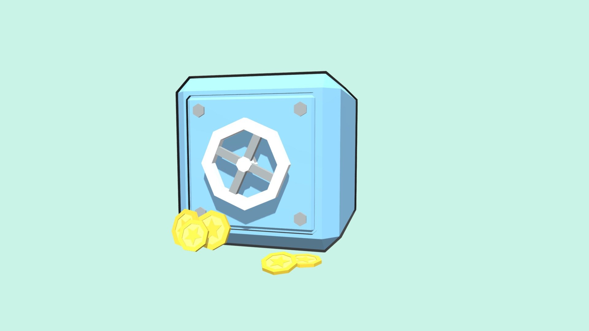 Lowpoly Safe and Coins