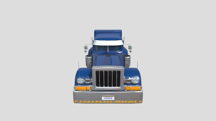 stylized blue semi truck 3D Model