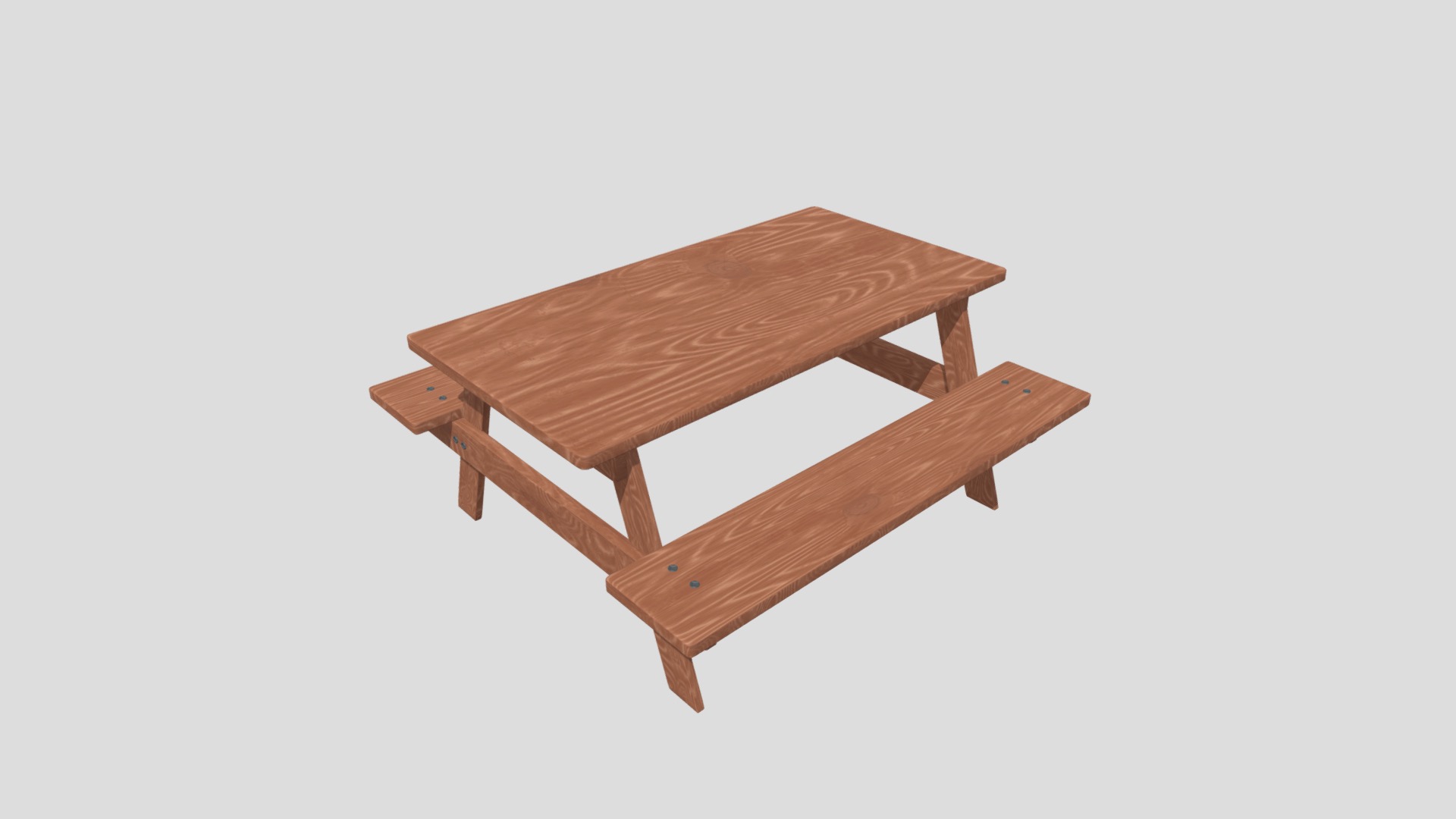 3D model Picnic Table - This is a 3D model of the Picnic Table. The 3D model is about a wooden table with a white background.