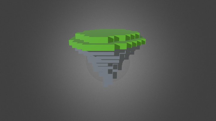 Voxel Flying Island 3D Model