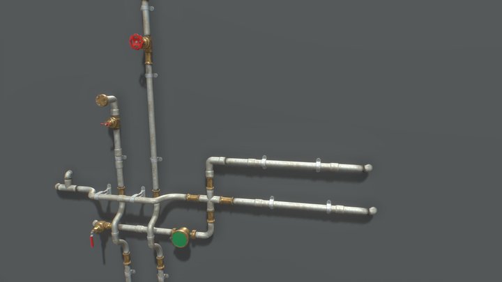 Metal Water Pipes 3D Model