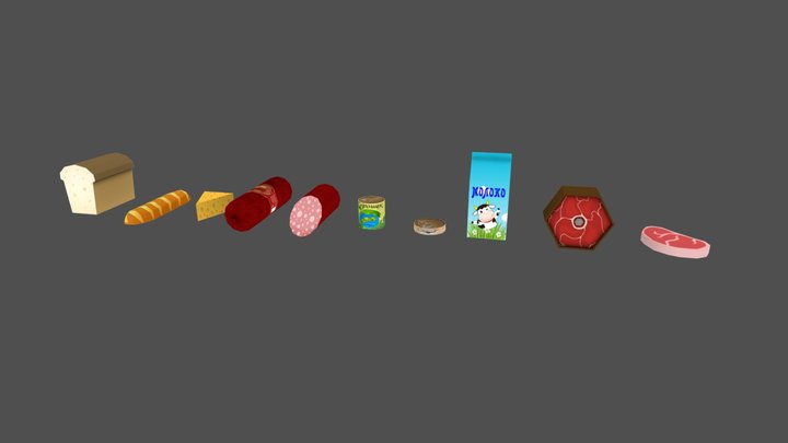 Food Pack Low Poly 3D Model