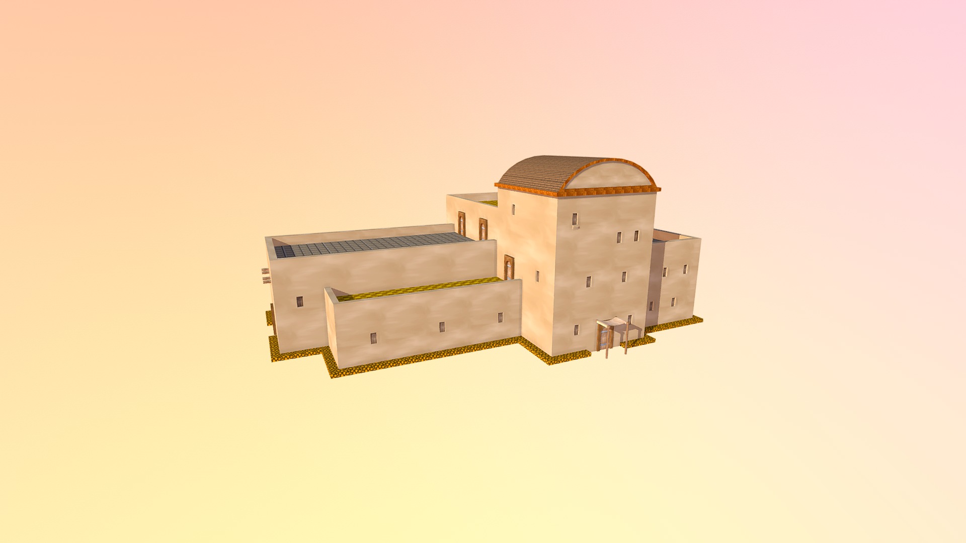 3D model Desert House A - This is a 3D model of the Desert House A. The 3D model is about a toy building with a yellow background.