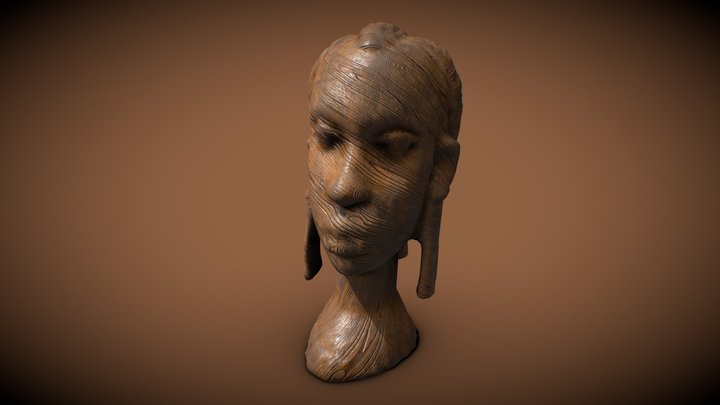 African souvenir of a wooden head 3D Model