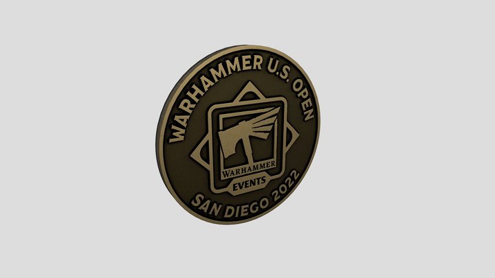 USA Made Antique Gold Coin Warhammer 3D Model