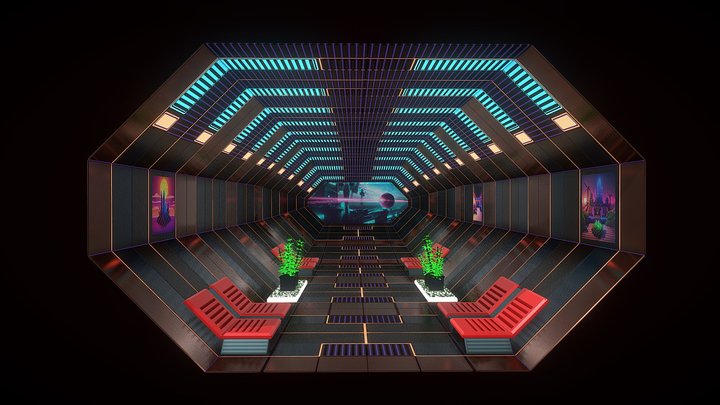 CyberPunk Corridor 3D Model