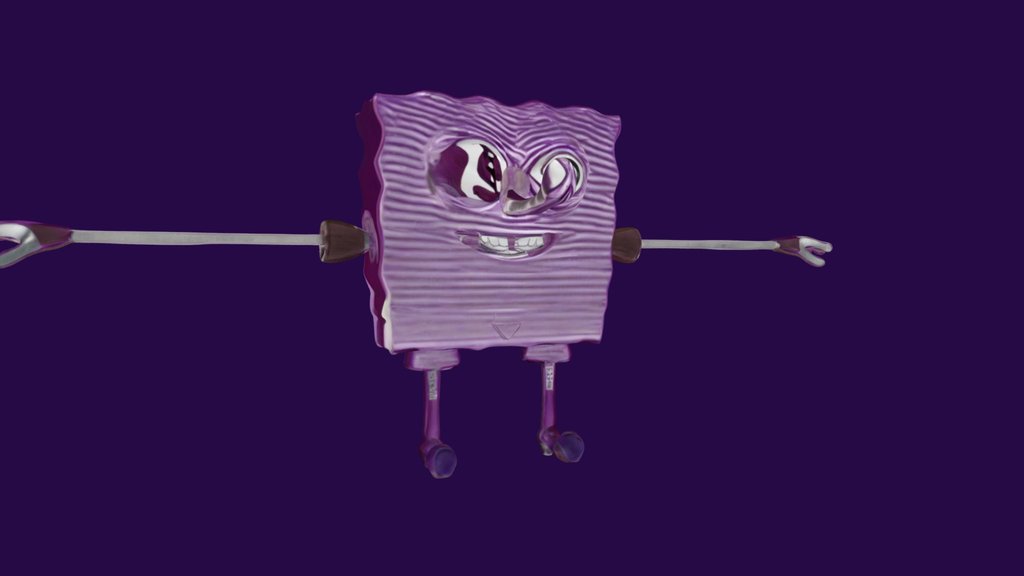 Meshy AI - Cursed AI Purple SpongeBob