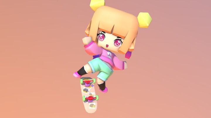 Skateboarder Girl – Kostenloses 3D-Modell STL