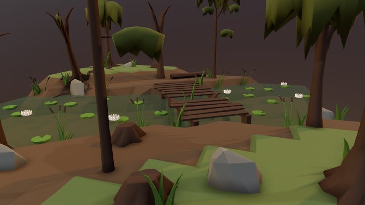 Low Poly Swamp 3D Model