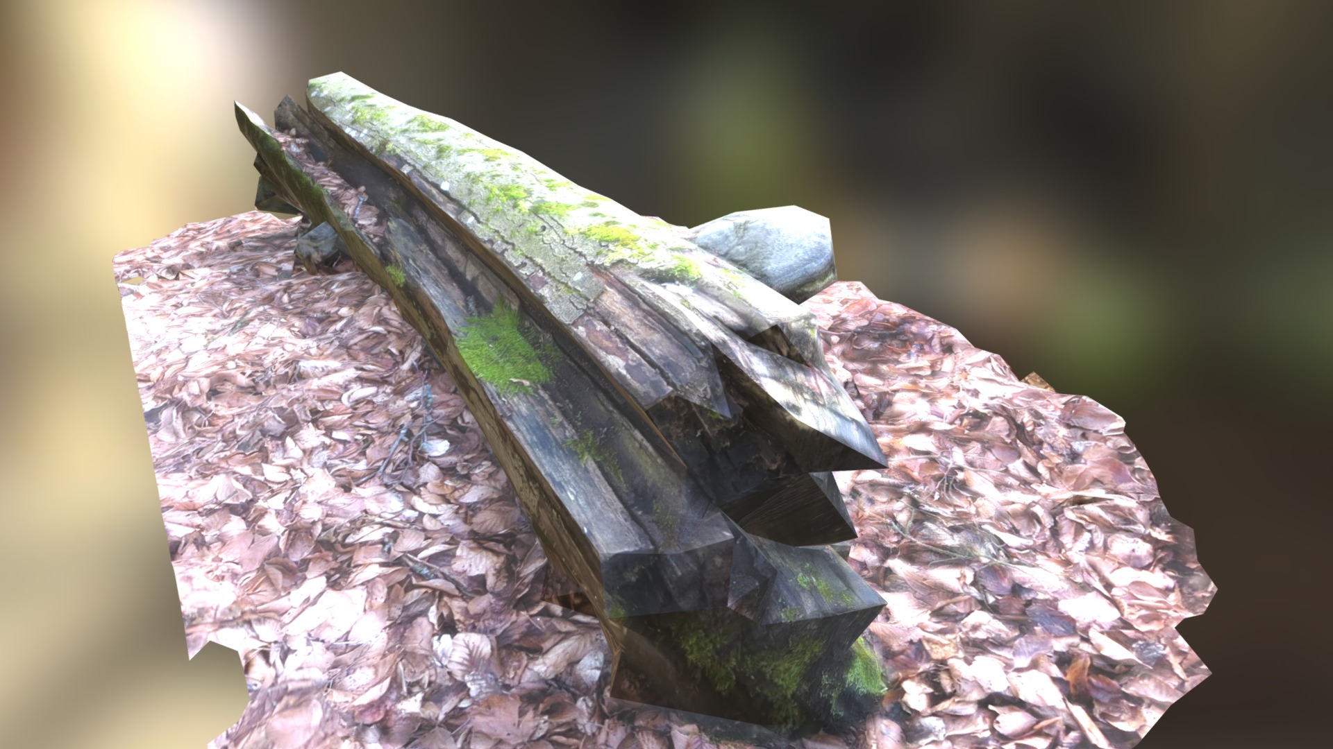 3D model mossy tree trunk - This is a 3D model of the mossy tree trunk. The 3D model is about a lizard on a rock.