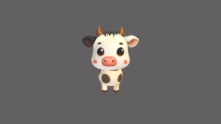 Cute Baby Cow Model. 3D Model