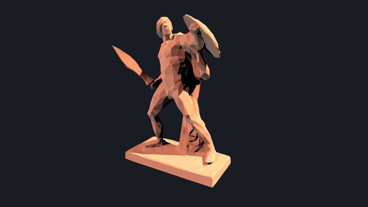 Polygonal Achille Statue 3D Model