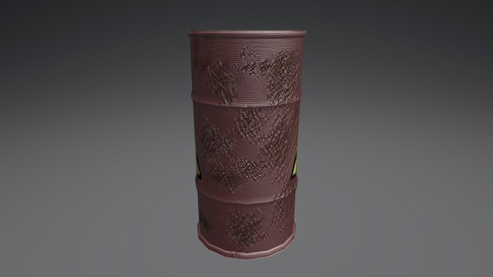 Open Oil Drum 02 3D Model
