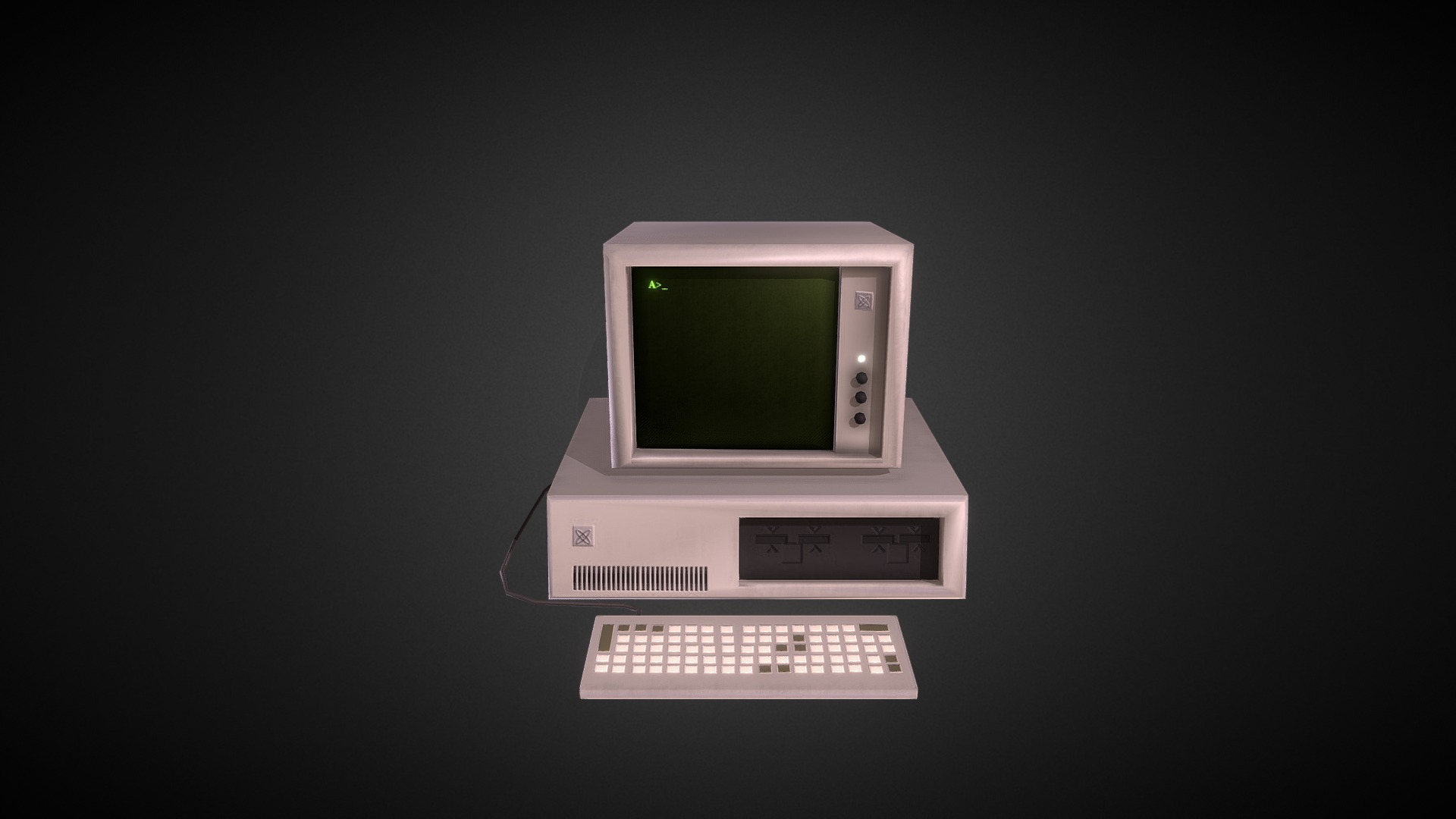 3D model IBM PC - This is a 3D model of the IBM PC. The 3D model is about a computer with a keyboard.