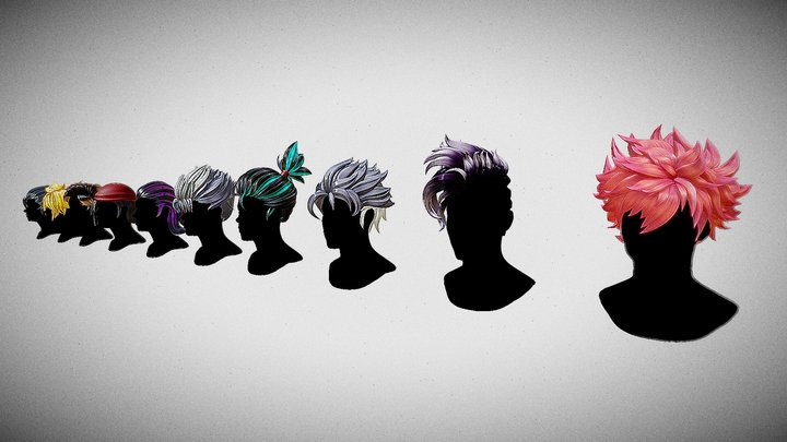 Male hair pack 3D Model