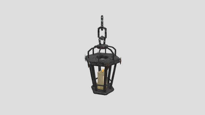 Medieval Low Poly Lamp 3D Model