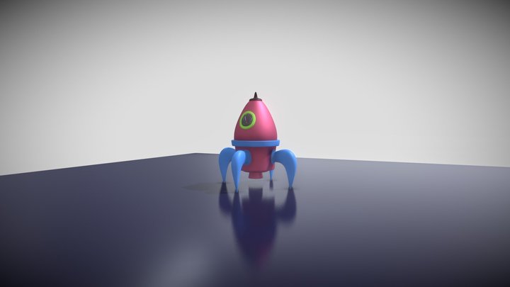 Cartoon Rocket 3D Model
