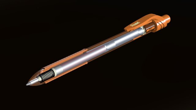 Cutaway view of a retractable pen (click pen) – Free 3D Model STL