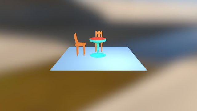 Kursi Meja Dengan Blender Blend 3D Model
