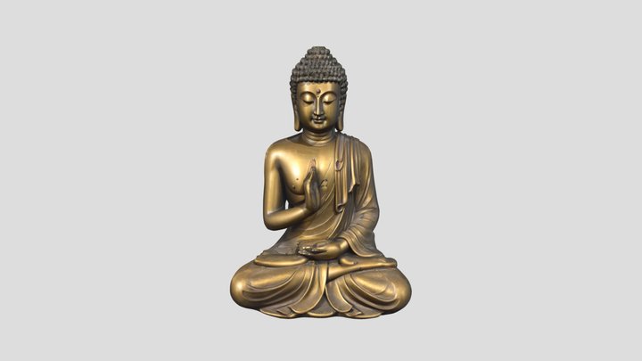 Golden Buddha Statue 3D Model
