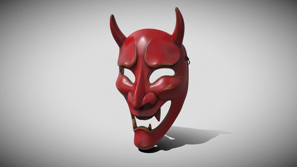Japanese Oni Mask - Red Devil Hannya Prop