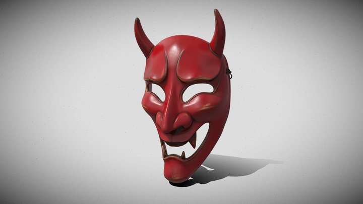 Japanese Oni Mask - Red Devil Hannya Prop