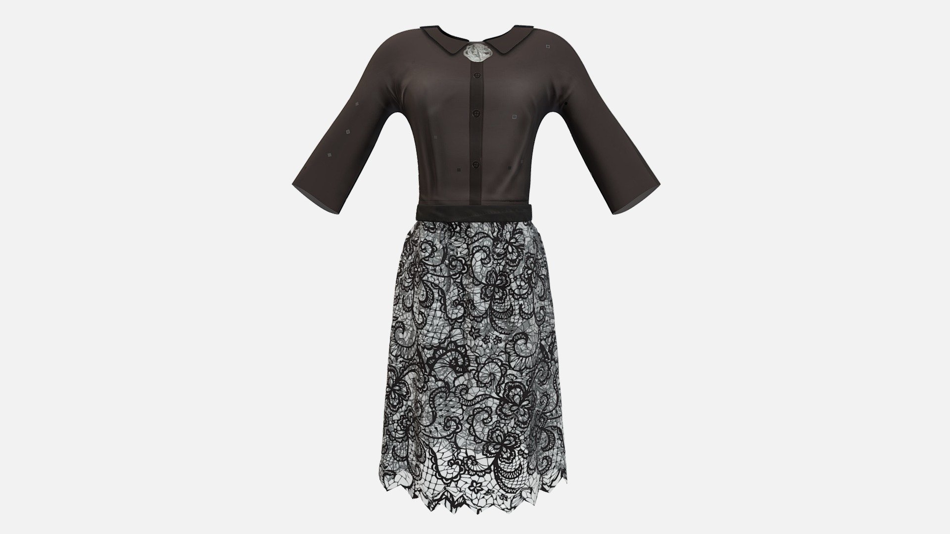 Transparent Lace Skirt Female Black Dress - Buy Royalty Free 3D model ...