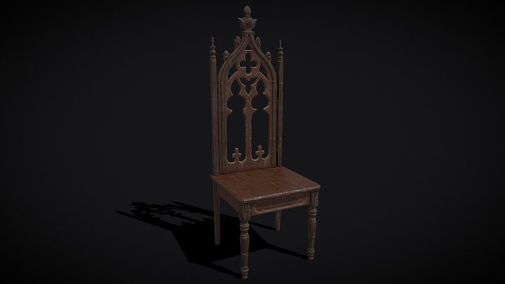 Gothic Mahogany Chair 3D Model