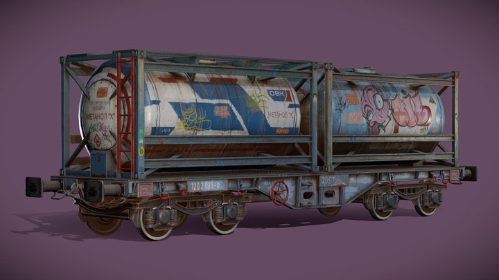 Graffiti Railway Tank 3D Model