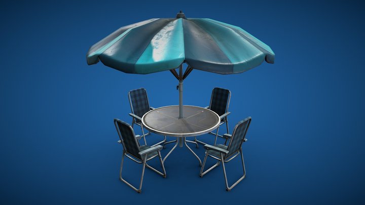 Table with umbrella 3D Model