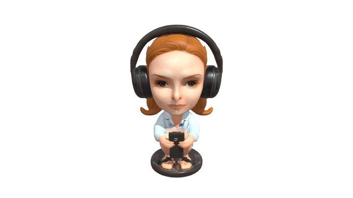 Humanoid figurine with headphones 3D Model