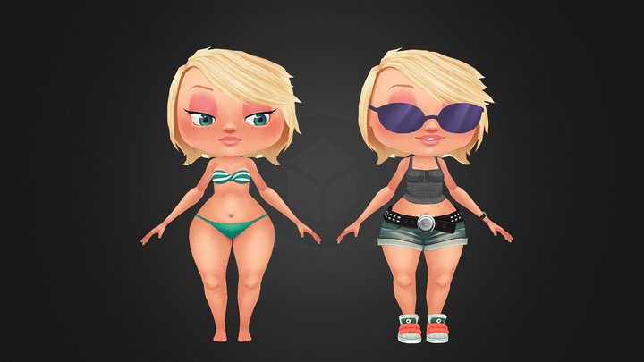 Chibi Lady 3D Model