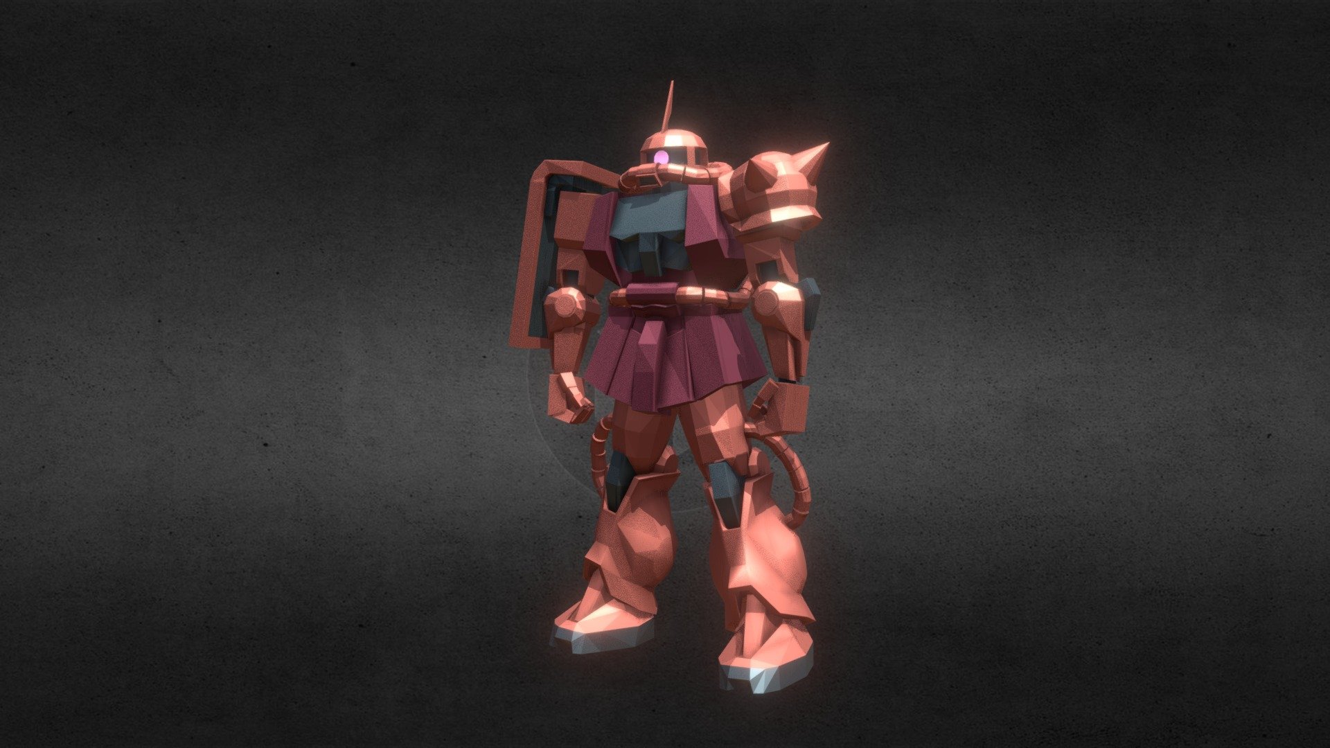 Low-Poly MS Gundam MS-06S Char's Zaku II