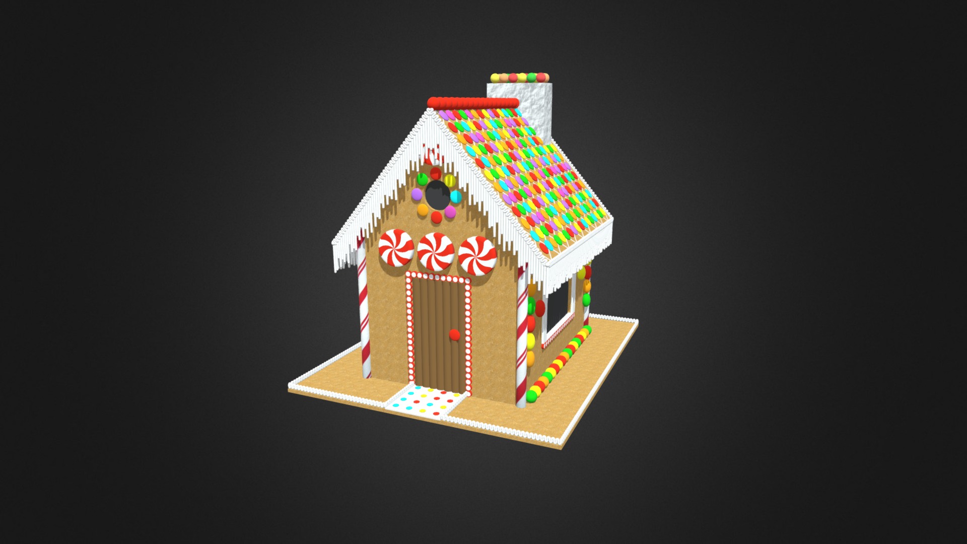 3D model Gingerbread House - This is a 3D model of the Gingerbread House. The 3D model is about a house with a red roof.