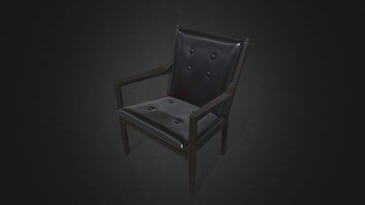 Wooden Chair with leather seat 3D Model