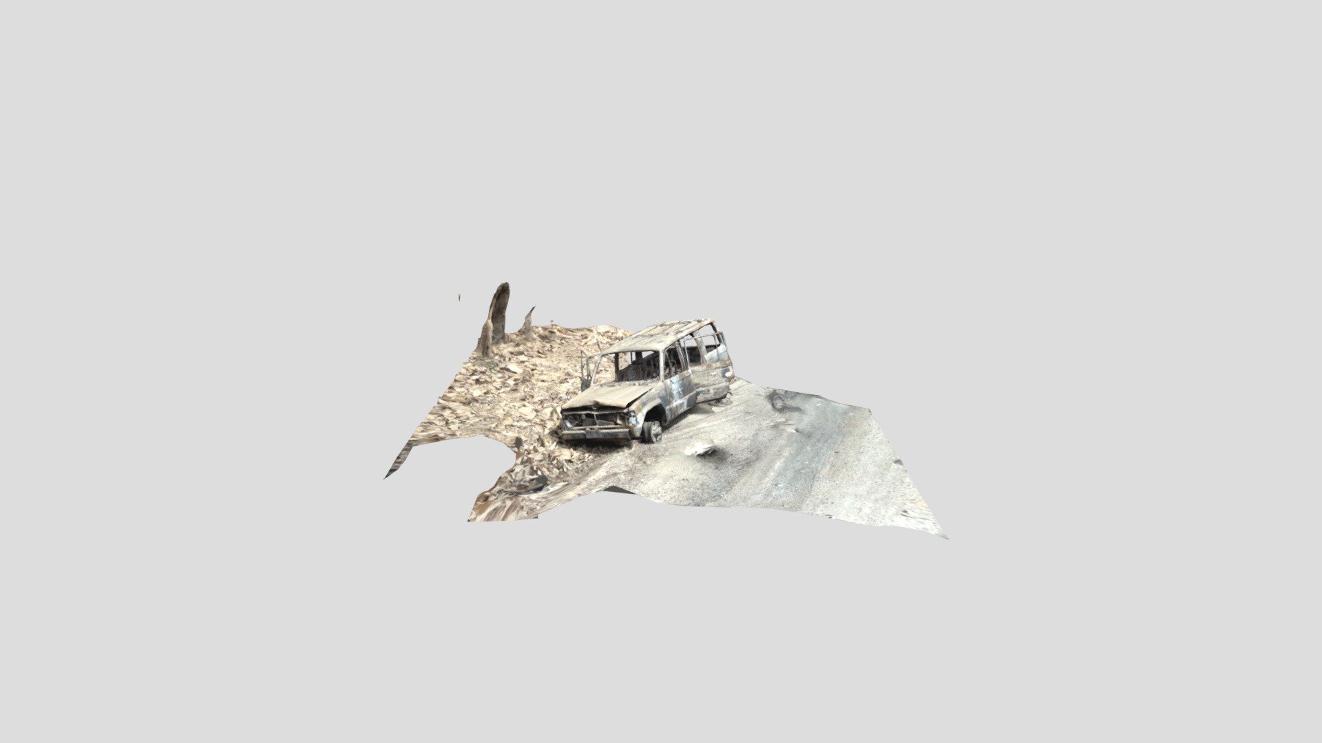 Burned SUV — Sketchfab embed 3D viewer