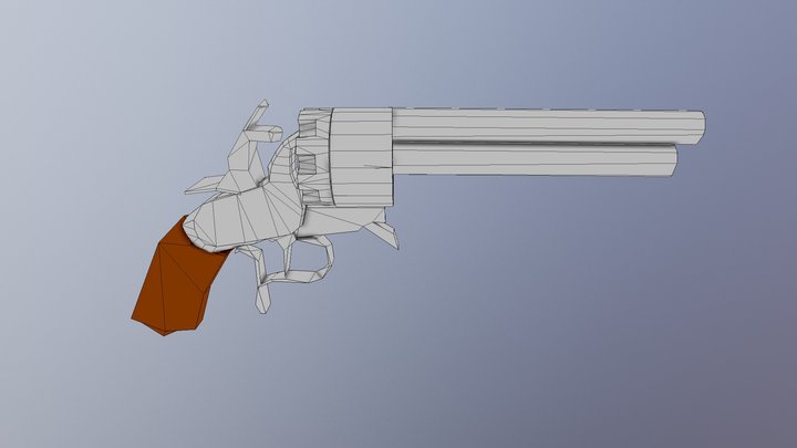 Low Poly Lemat Revolver 3D Model