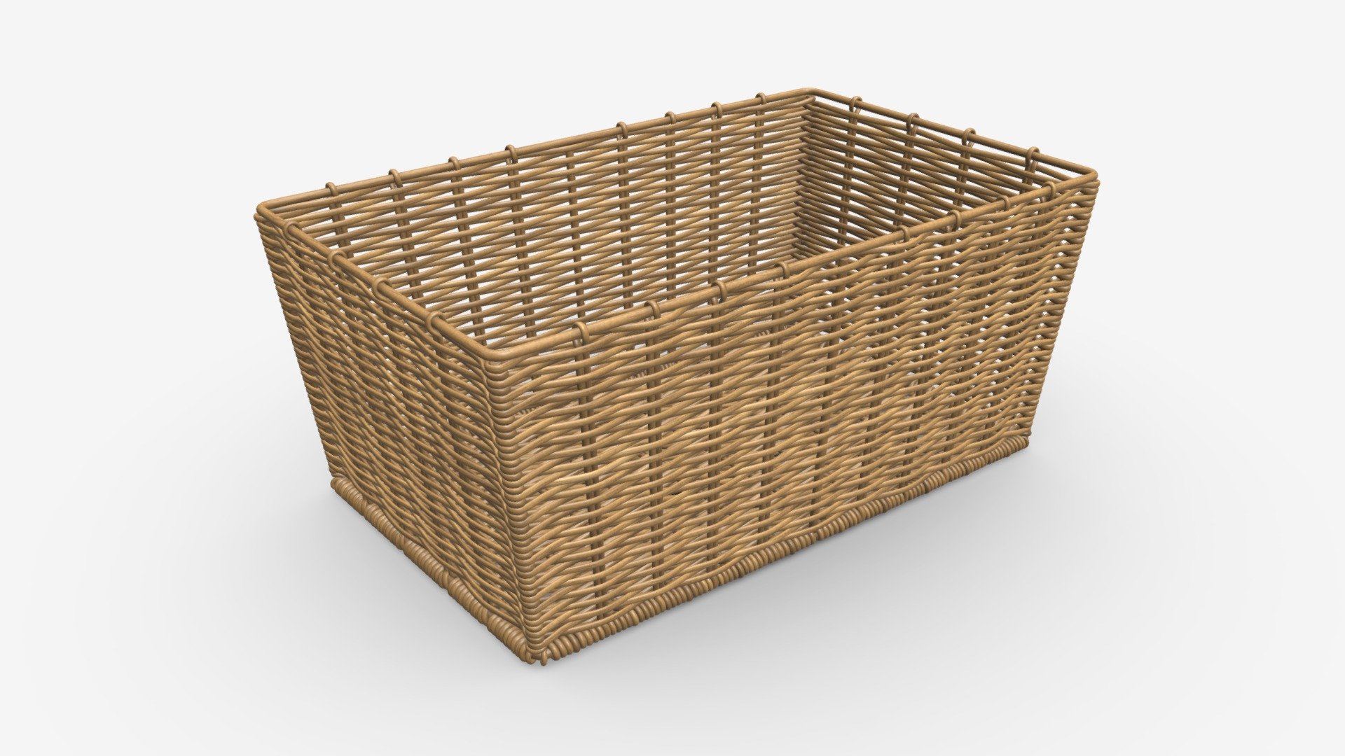 Rectangular wicker basket 2 brown light