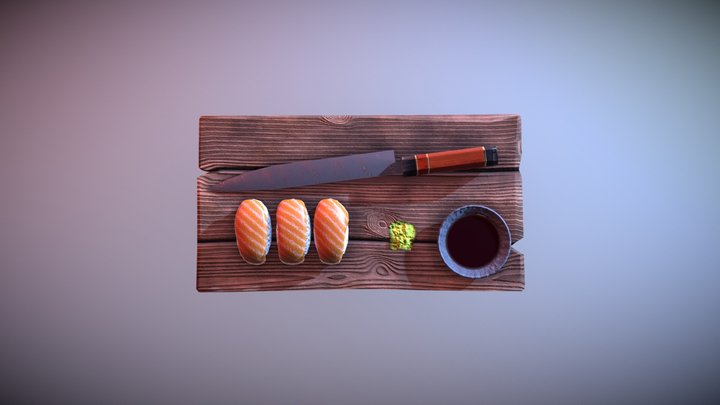 Sushi Board 3D Model