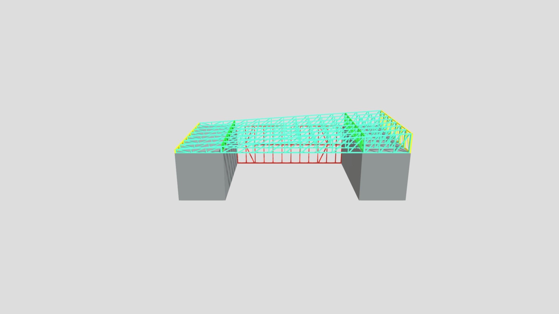 7m Gap Container Roof Framing - Split Trusses - Download Free 3D model ...