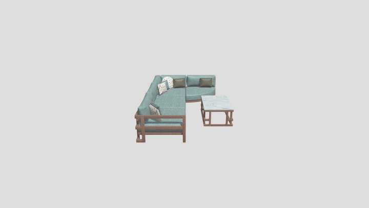 L Shaped Sofa with Coffee Table 3D Model