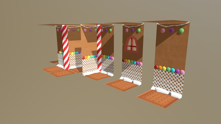 Gingerbread House (Modular) 3D Model