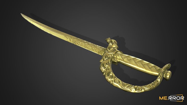 [Game-Ready] Golden Ornamental Sword 3D Model