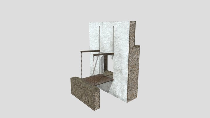 14th century drawbridge with gaffs 3D Model