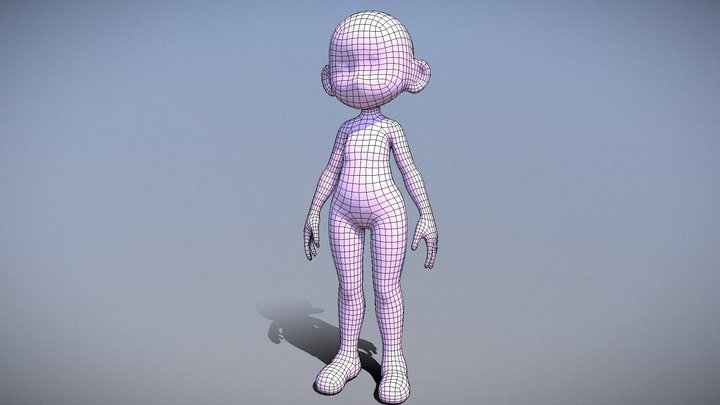 Girl Stylized Basemesh with Topology V1 3D Model